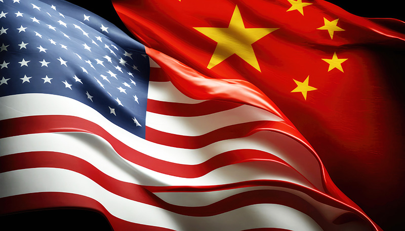 China and US Flags